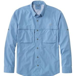 LL Bean Men's Tropicwear Shirt Long-Sleeve in Soft Blue
